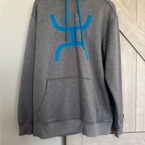 Hooey Charcoal Hoodie with Teal Graphic